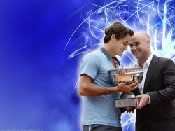 Roger Federer and Andre Agassi RG 2009